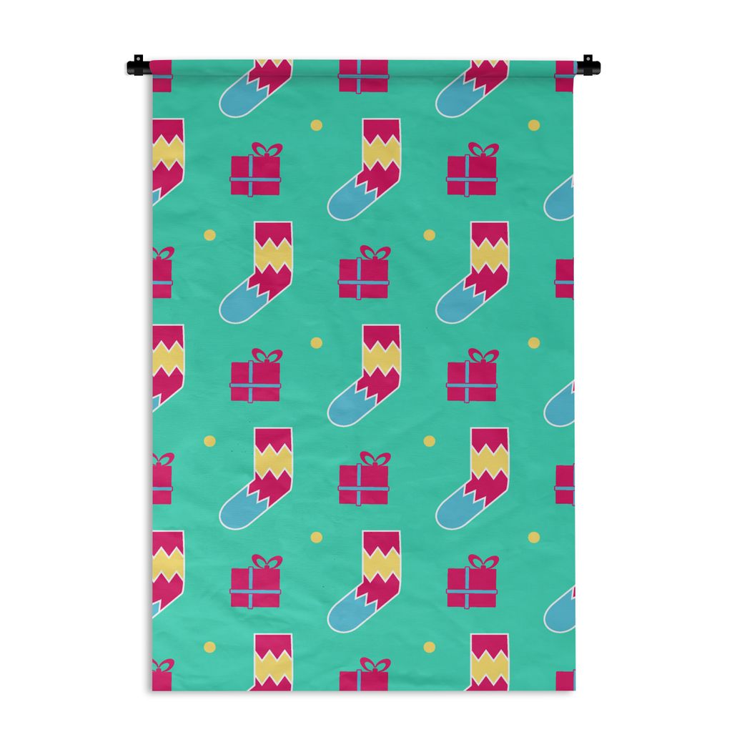 MuchoWow Wandteppich Wandbehang Socken - Geschenk - Schnittmuster 90x135 cm Tapisserie Dekoration Wandtuch - Baumwolle - Wandskulptur