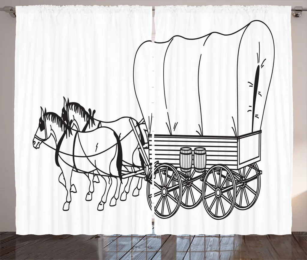 Rideau pour Salon Ambiance Ranch Western Gris Anthracite 280 x 225 cm