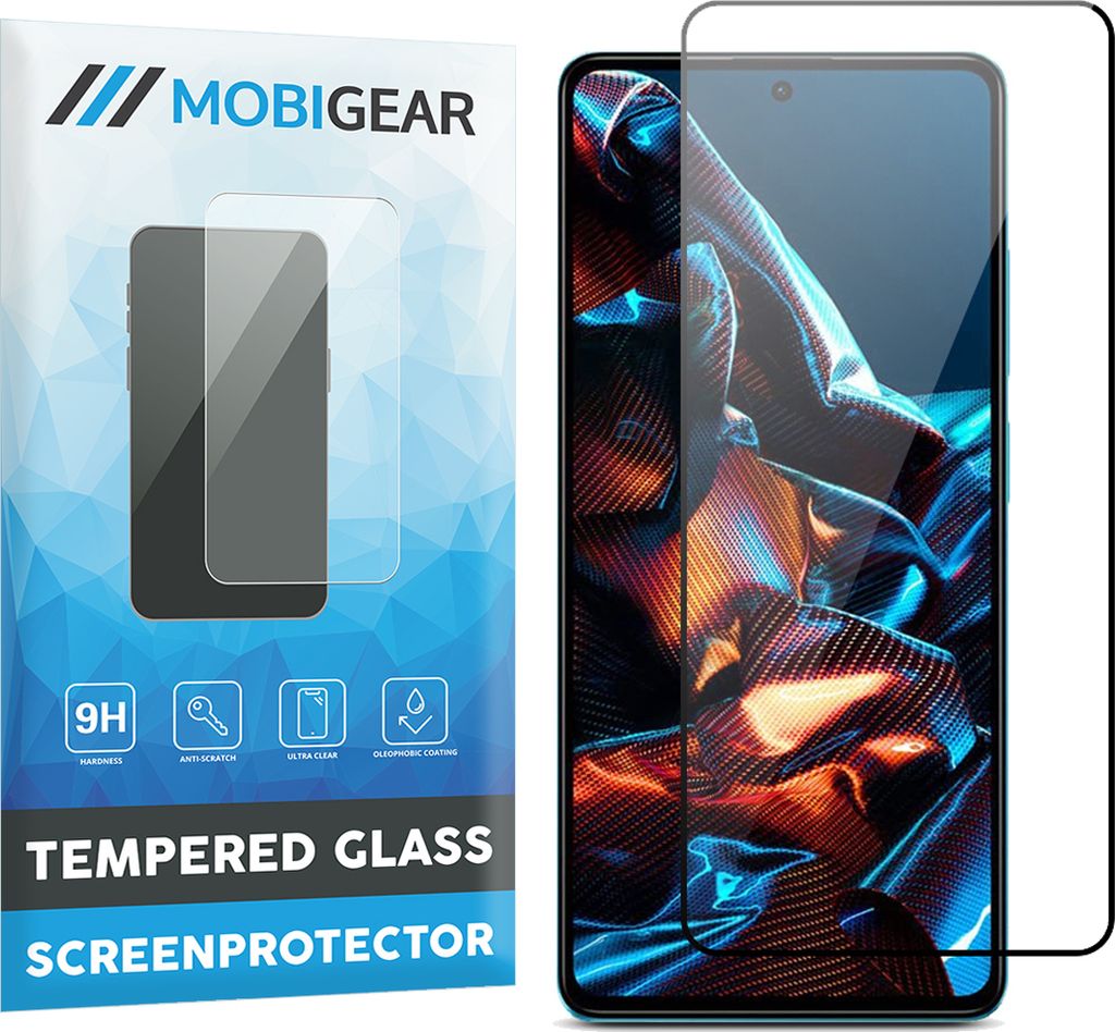 Mobigear Premium POCO X5 Pro Panzerglas Gehärtetes Glas Displayschutz - Hüllenfreundlich - Schwarz