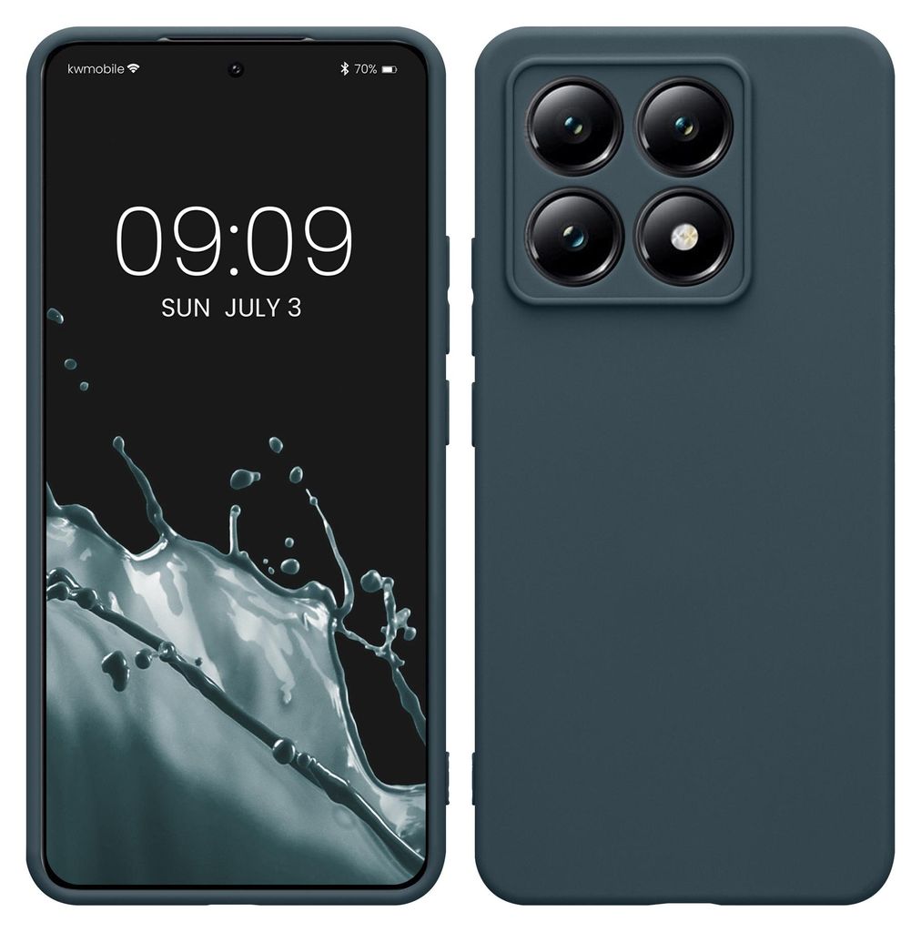 kwmobile Handyhülle für Xiaomi 14T Hülle - weiches Handy Silikon Case - Schutzhülle Cover - Dunkler Schiefer