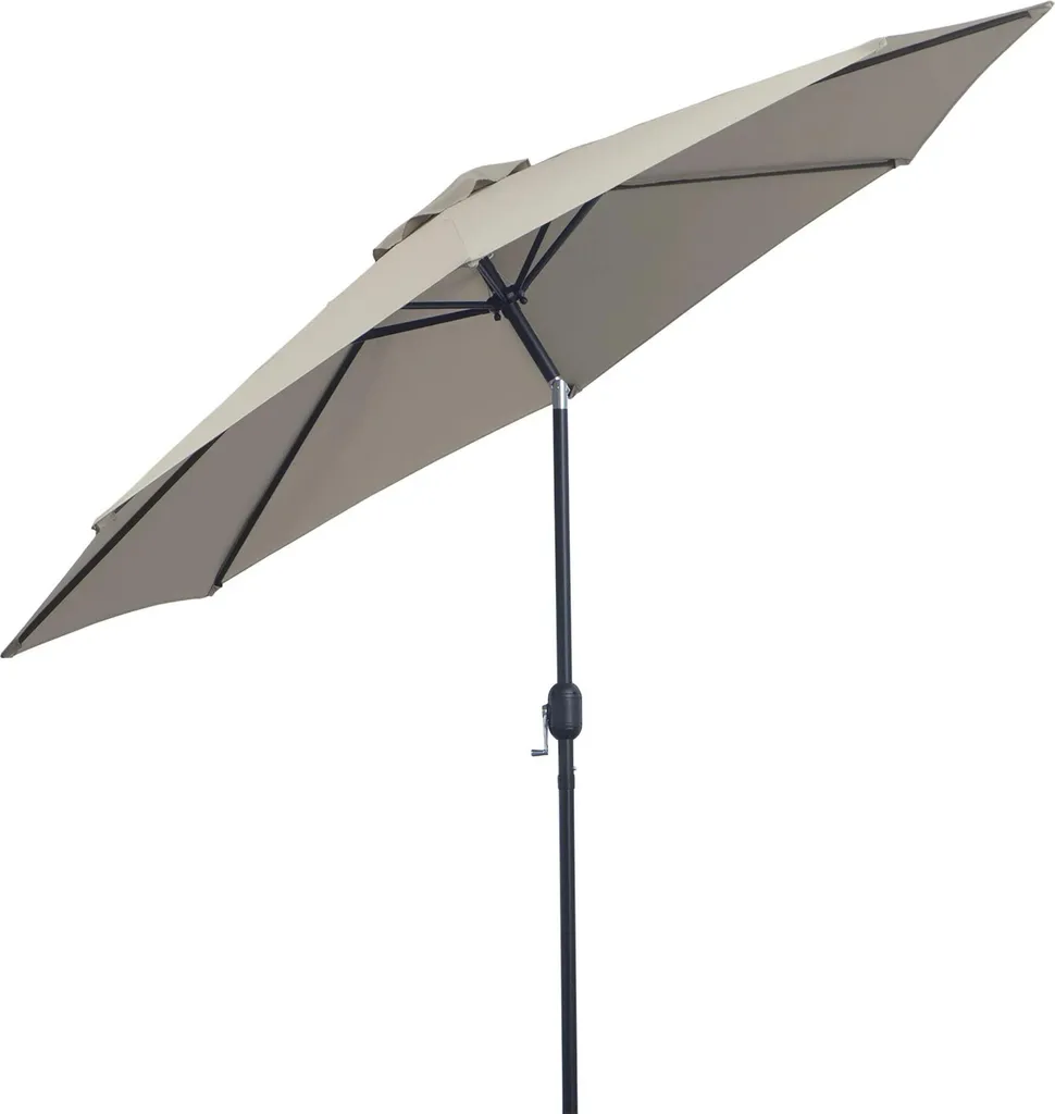 Grand parasol de jardin inclinable Ø 295 cm à manivelle gris clair