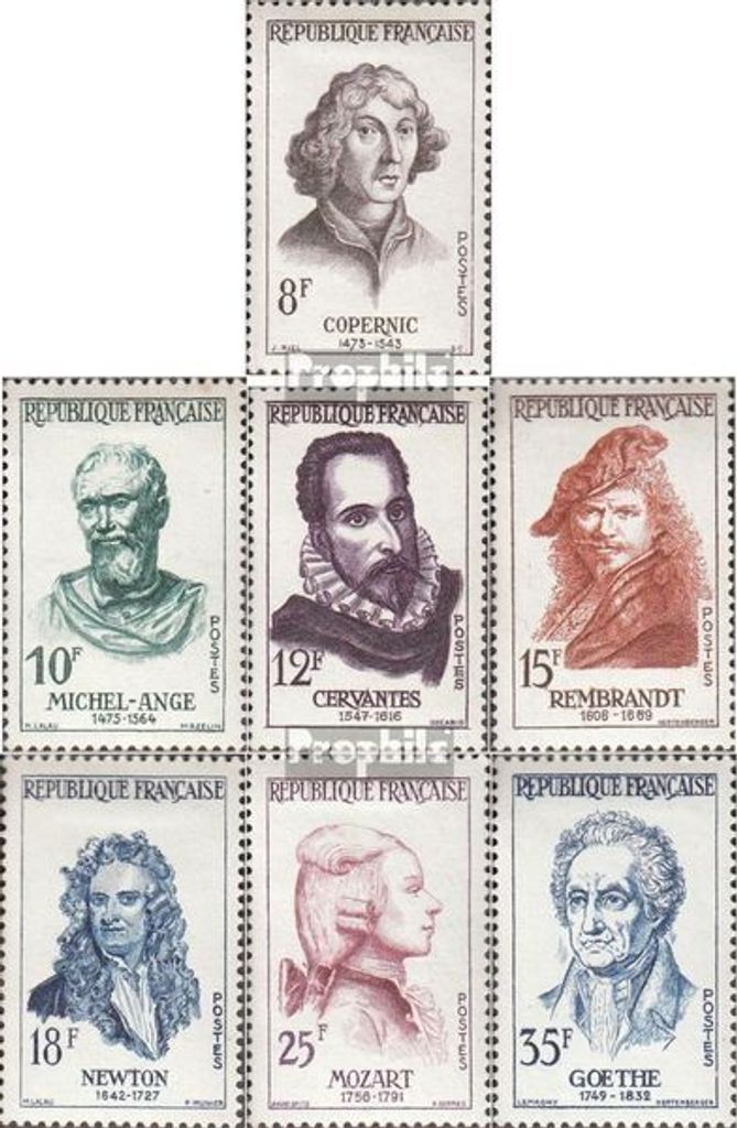 Briefmarken Frankreich 1957 Mi 1167-1173 (kompl.Ausg.) postfrisch Persönlichkeiten