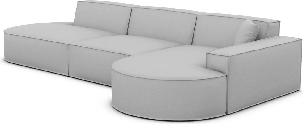 Kunstleder L-Form Lounge Sofa Brevia Hellgrau Rechts