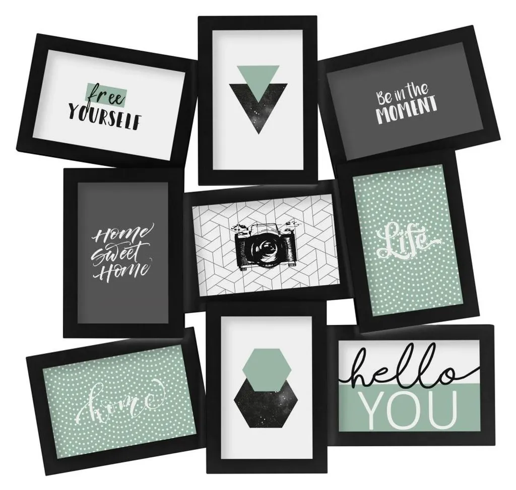 Pêle-mêle photo multi-vues 9 cadres noir Atmosphera chic et moderne