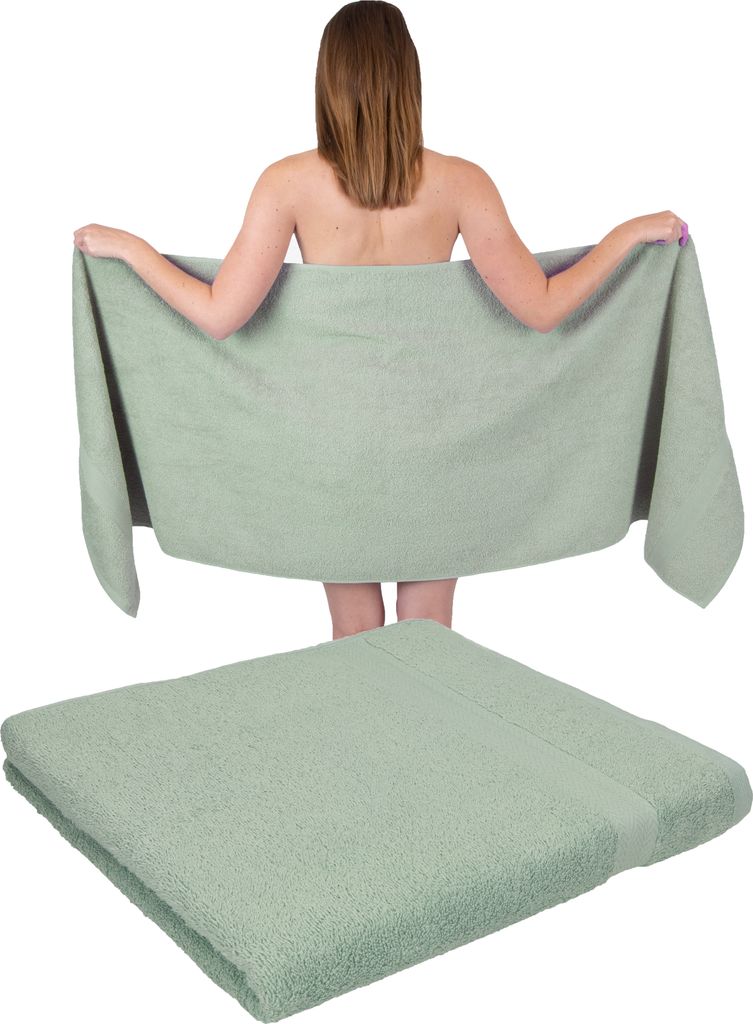 Betz 2 Stück Saunatücher 70 x 200 cm PREMIUM 100% Baumwolle Badetuch Liegetuch Strandtuch Farbe: heugrün