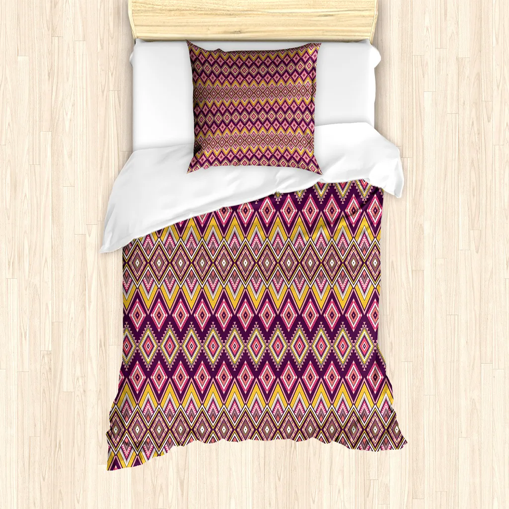 Set Copripiumino Azteco ABAKUHAUS 135x200 Plum Coral - Anallergico