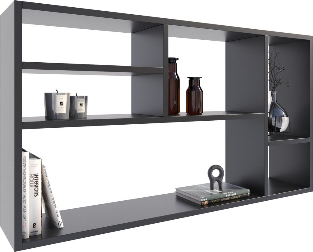 MATKAM Wandregal MILANO für Bücher und Dekorationen , Stilvolles Hängeregal für Ihr Zuhause (Schwarz)