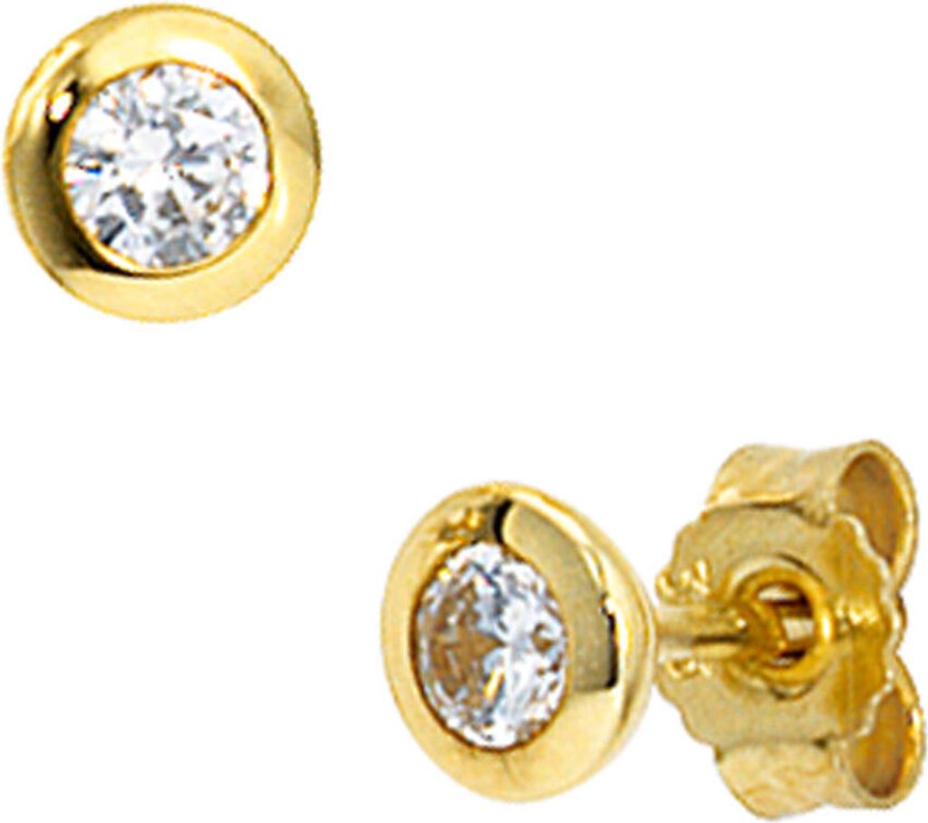 Ohrstecker Stecker mit Zirkonia 4.5mm 333 Gold Gelbgold Ohrringe für Damen