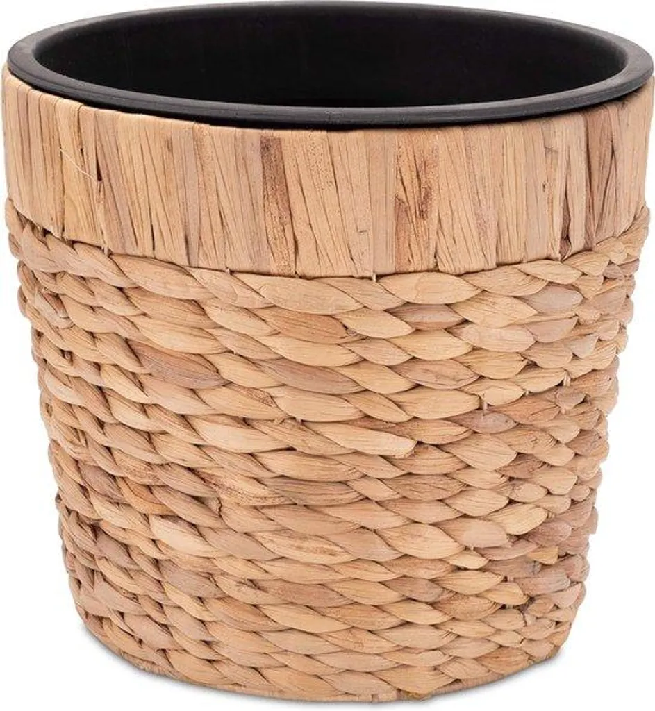 Bac à fleurs rond en jonc de mer tressé naturel - Ø 26 cm - Bohème