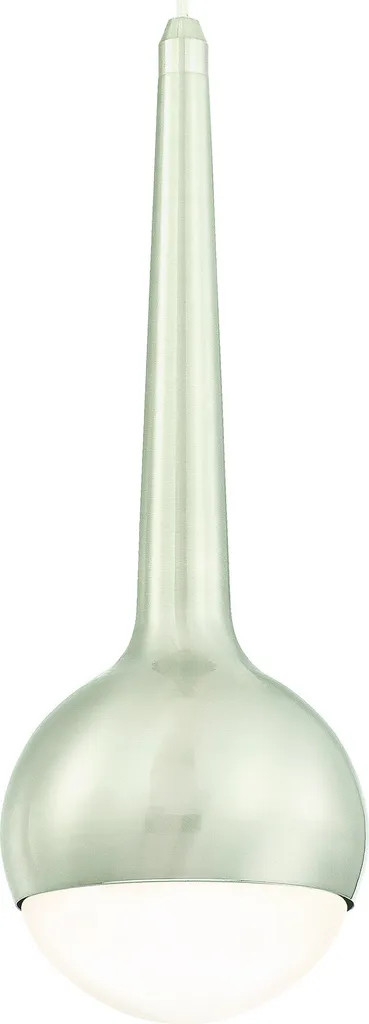 Suspension LED dimmable verre opalin blanc et monture nickel brossé