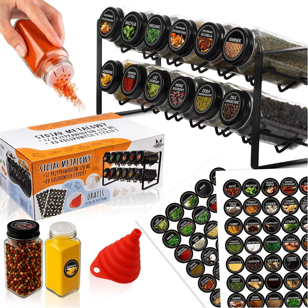 SuperButelki - Przyprawnik metalowy stojak FALA 2 poziomowy Zdjęcie produktu 