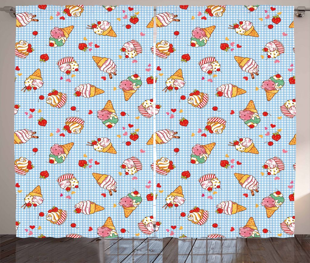 ABAKUHAUS Eis Rustikaler Vorhang, Checkered Tartan-Motiv, Wohnzimmer Universalband Gardinen mit Schlaufen und Haken, 280 x 175 cm, Mehrfarbig