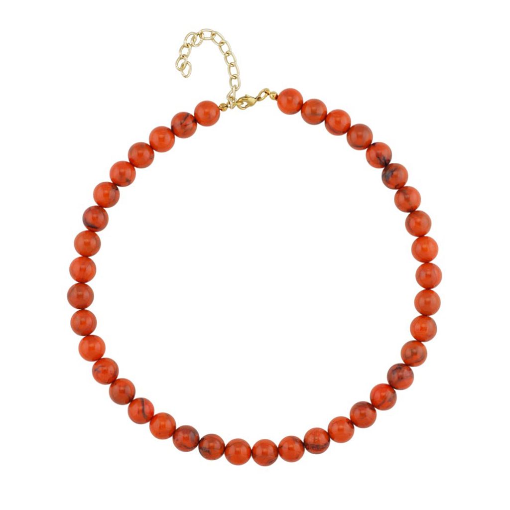 Kette 10mm Rundperle koralle-marmoriert Produktbild 