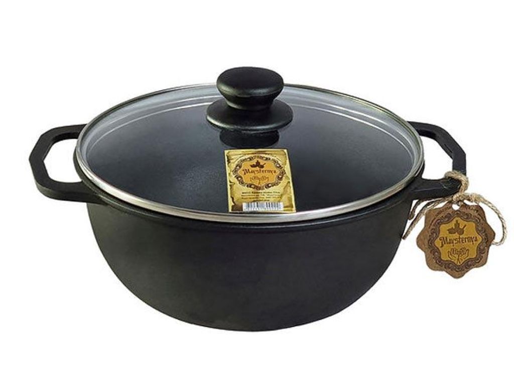 Gusseiserner Kochtopf 6L Ø26 cm mit Glasdeckel MAYSTERNYA Produktbild 