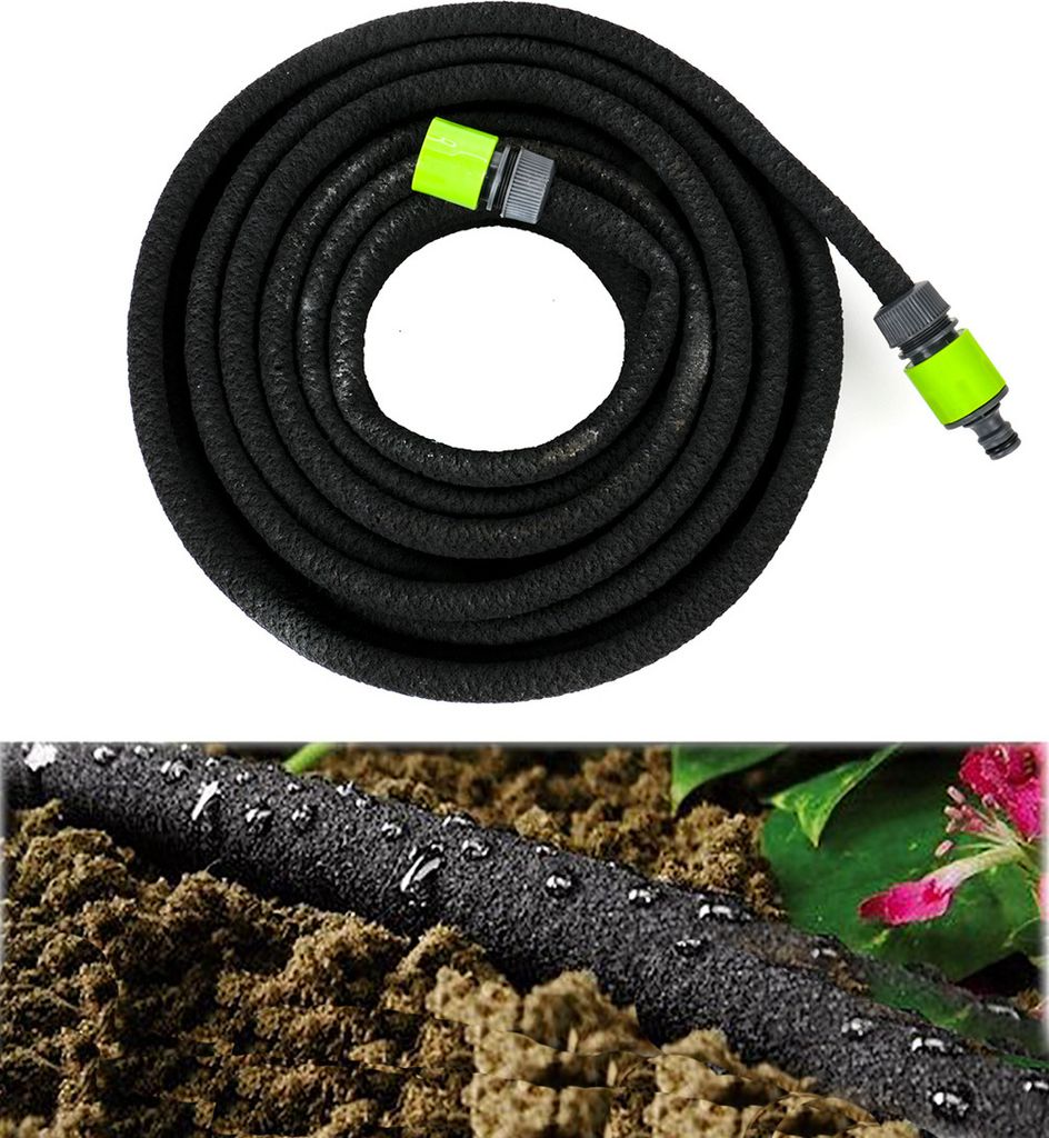 Sprinklerschlauch, Tropfschlauch zur Bewässerung über und unter der Erde, Gartenschlauch mit 2 1/2“ Verbindungsadaptern, wirtschaftlich, Länge...