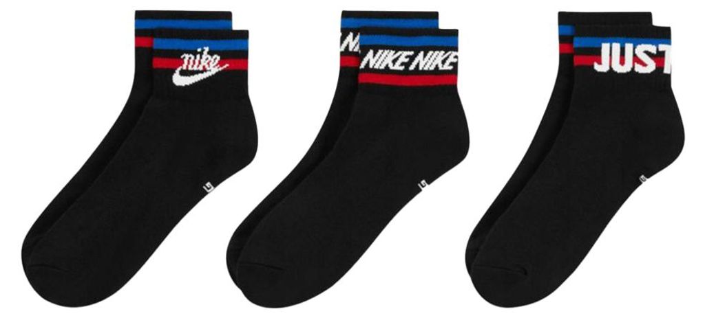 Nike - "Essentials" Socken für Herren/Damen Uni - Alltag(3er-Pack) PP1246 (38 EU - 42 EU) (Schwarz)