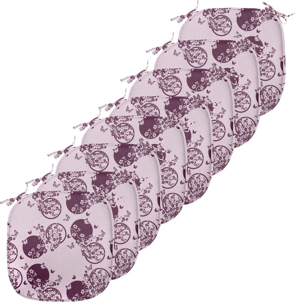 ABAKUHAUS japanisch Polster für Esszimmerstühle, Sakura-Blüten-Muster, Dekoratives wasserfestes Kissen mit Riemen für Küchensitze, 40 cm x 40 ...