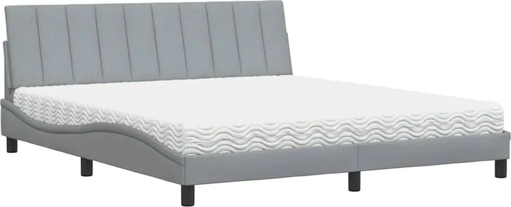 Lit en Tissu Gris Clair 180x200 cm Hanko avec Matelas Haut de Gamme