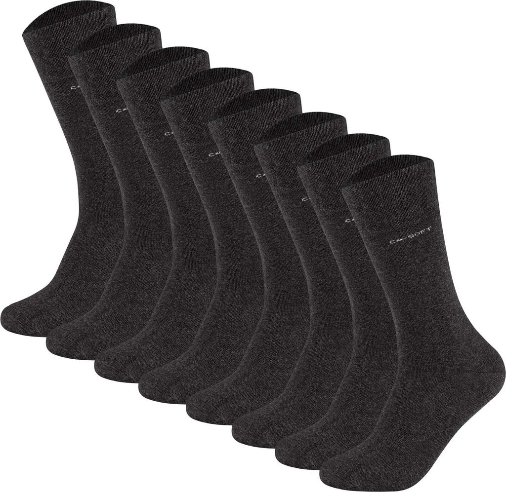 Camano Uni Socken - Soft Socks, einfarbig, 8er Pack Anthrazit 43-46