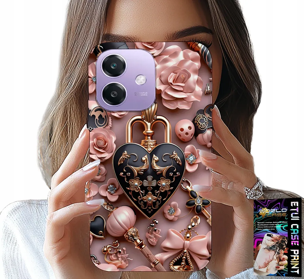 Cover Oppo A40 A40M Fashion Heart Lock: Protezione Elegante + Vetro