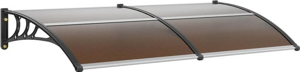 Auvent de porte d'entrée anti-corrosion PC brun 965x1987mm abri robuste