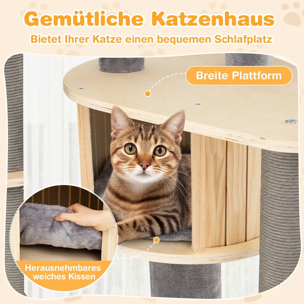 Arbre à chat robuste 172 cm doté de poteaux épais et base stable