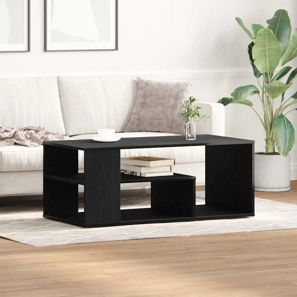 Table basse aspect chêne noir en bois composite résistant vidaXL - 2