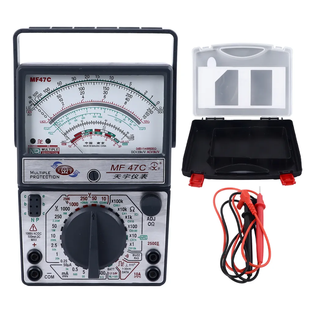 Multimètre à aiguille haute précision avec buzzer et anti-brûlure V-12