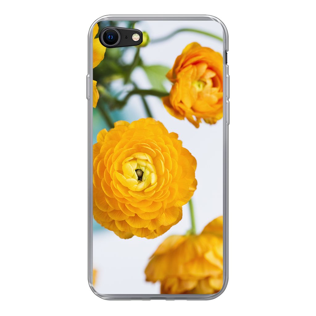 MuchoWow Handyhülle Schutzhülle Hülle für iPhone 7 Blumen - Draußen - Orange Silikon Softcase Handy Hülle - Kartenhalter