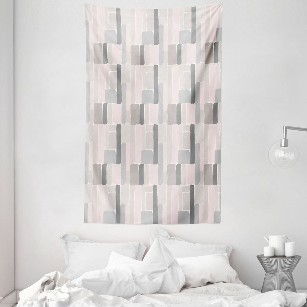 ABAKUHAUS Geometrisch Wandteppich und Tagesdecke, Bürste gestrichelte Blöcke aus Weiches Mikrofaser Stoff Waschbar ohne Verblassen Digitaldruck, ...