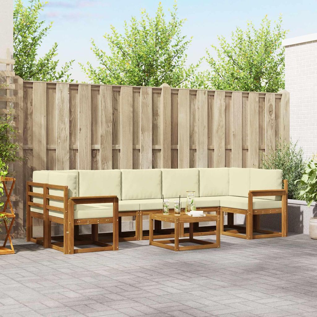 Outdoor-Sofagarnitur - VIDAXL - Terrassen-Sofa - mit Kissen - 8 pcs - Natur und Creme