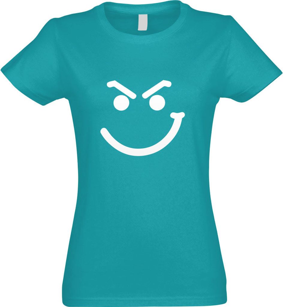 Kiwistar - T-Shirt tailliert - Damen - türkis - Smile - mit Motiv Bedruckt - Funshirt Design - Sport - Freizeit - Damen - XXL