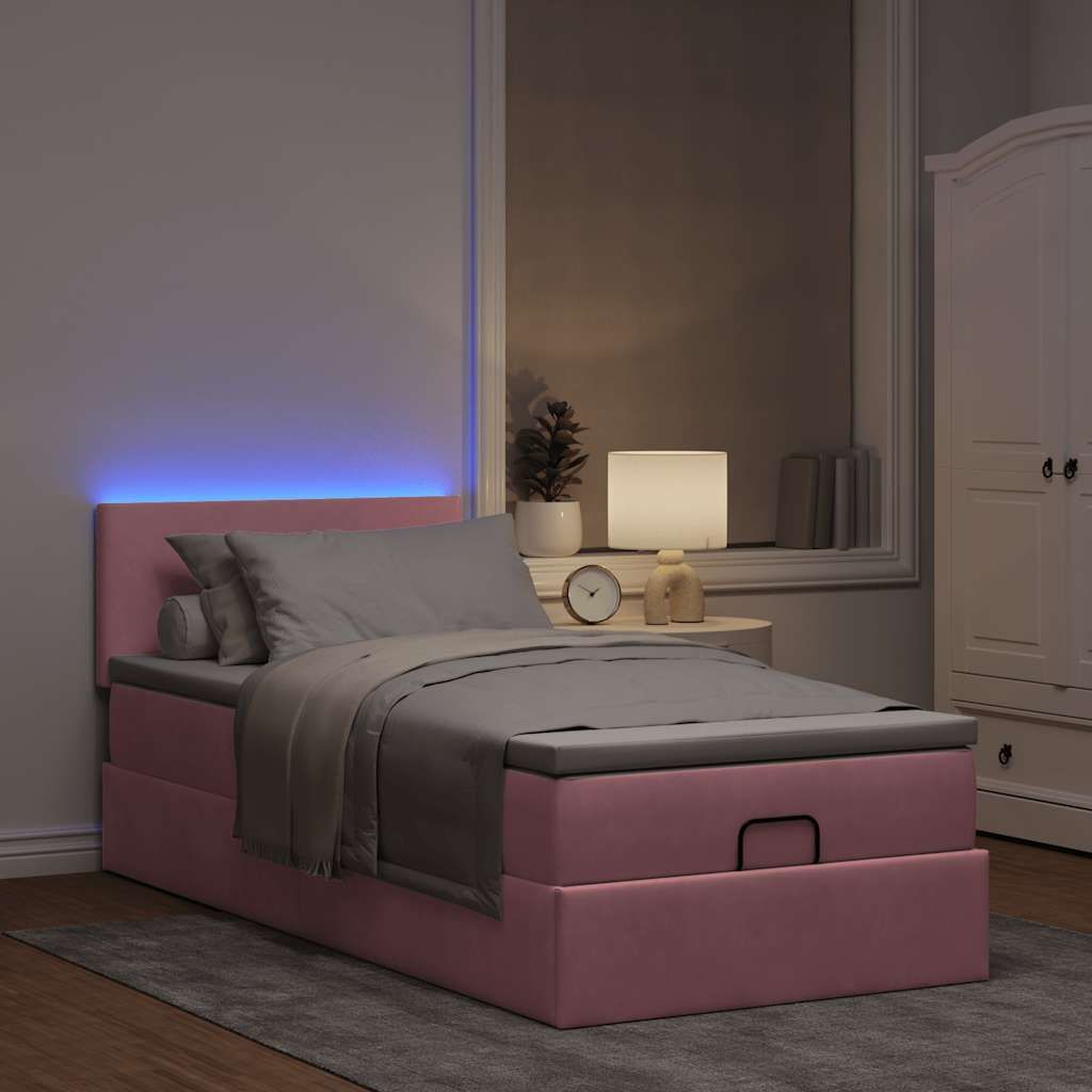 Maison Exclusive - Ottoman-Bett mit Matratze & LEDs Rosa 90x190 cm Samt