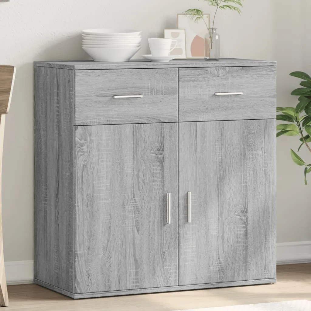 Credenza Bassa Maison Exclusive 80cm Grigio Sonoma Legno Multistrato - 1