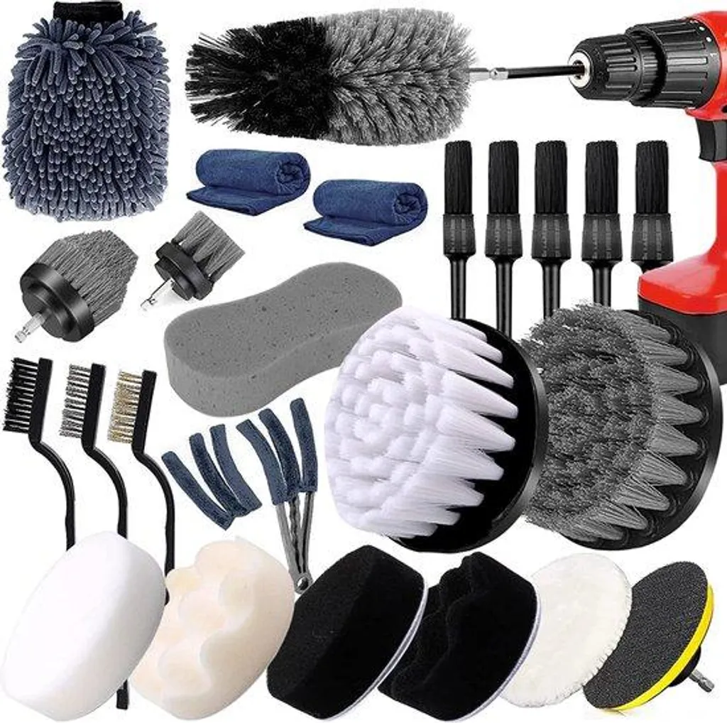 Nettoyage jantes et détails auto - Kit 25 brosses contre la poussière