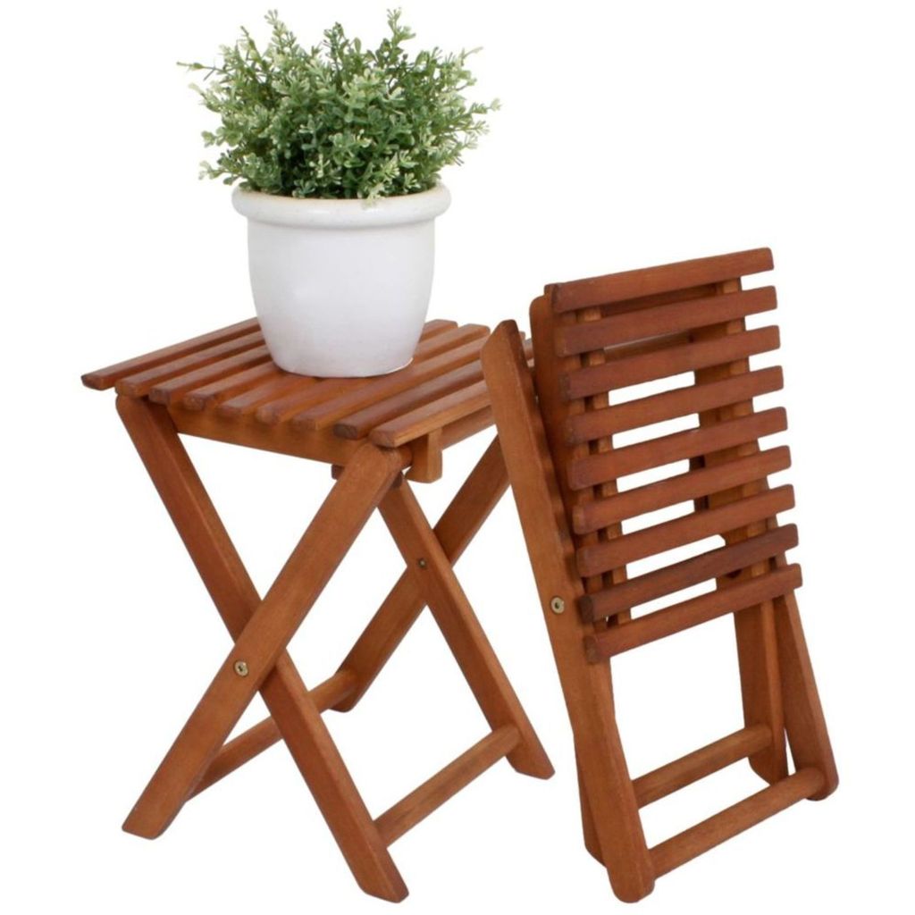 Klapphocker aus geöltem Holz belastbar bis 10 kg Produktbild 
