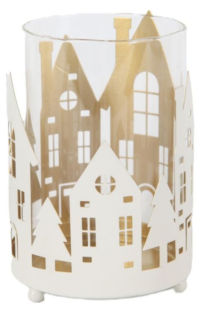 TrendLine Deko Windlicht Metall Ø 9 x 13 cm weiß Produktbild 
