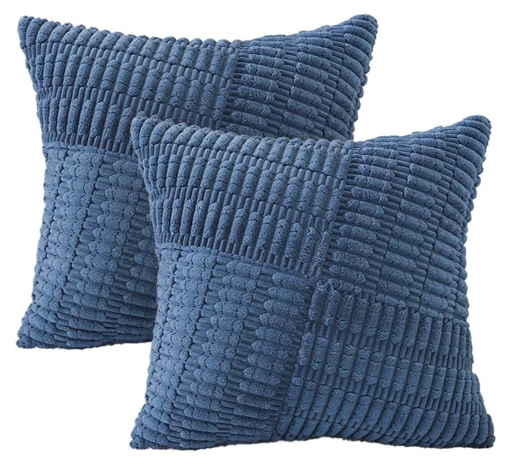Zierkissenbezüge Szrofstoff-Optik 2er-Set 45x45 cm Navy
