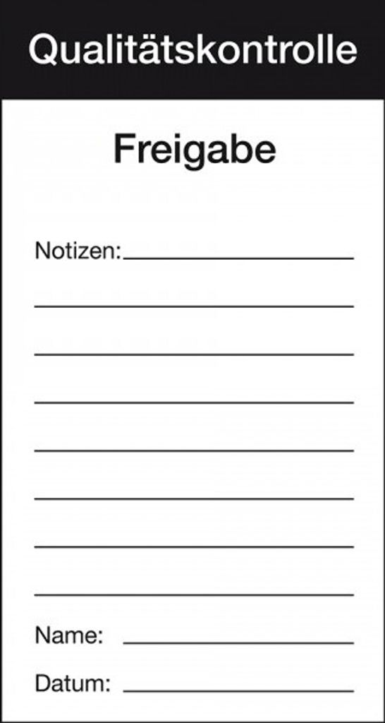 Aufkleber I Qualitätsaufkleber Qualitätskontrolle-Freigabe, Papier, 80x150mm,...
