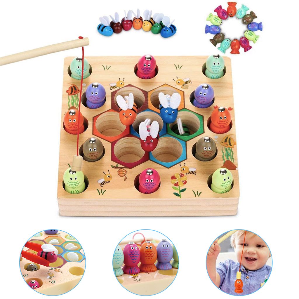 Holz Mathematik Angeln Spielzeug Kits Montessori Form Match Kognition Lernspielz 
