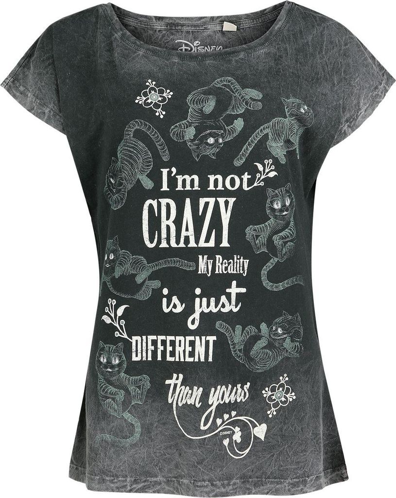 Alice In Wonderland T-Shirt Damen I Am Not Crazy grau 3XL