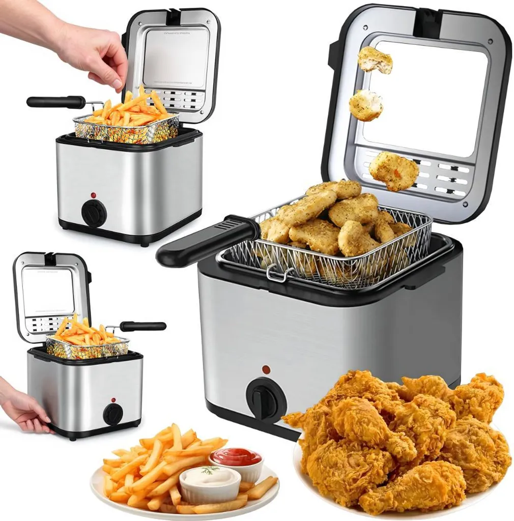 Friteuse à huile de 2,5 litres avec thermostat réglable et filtre