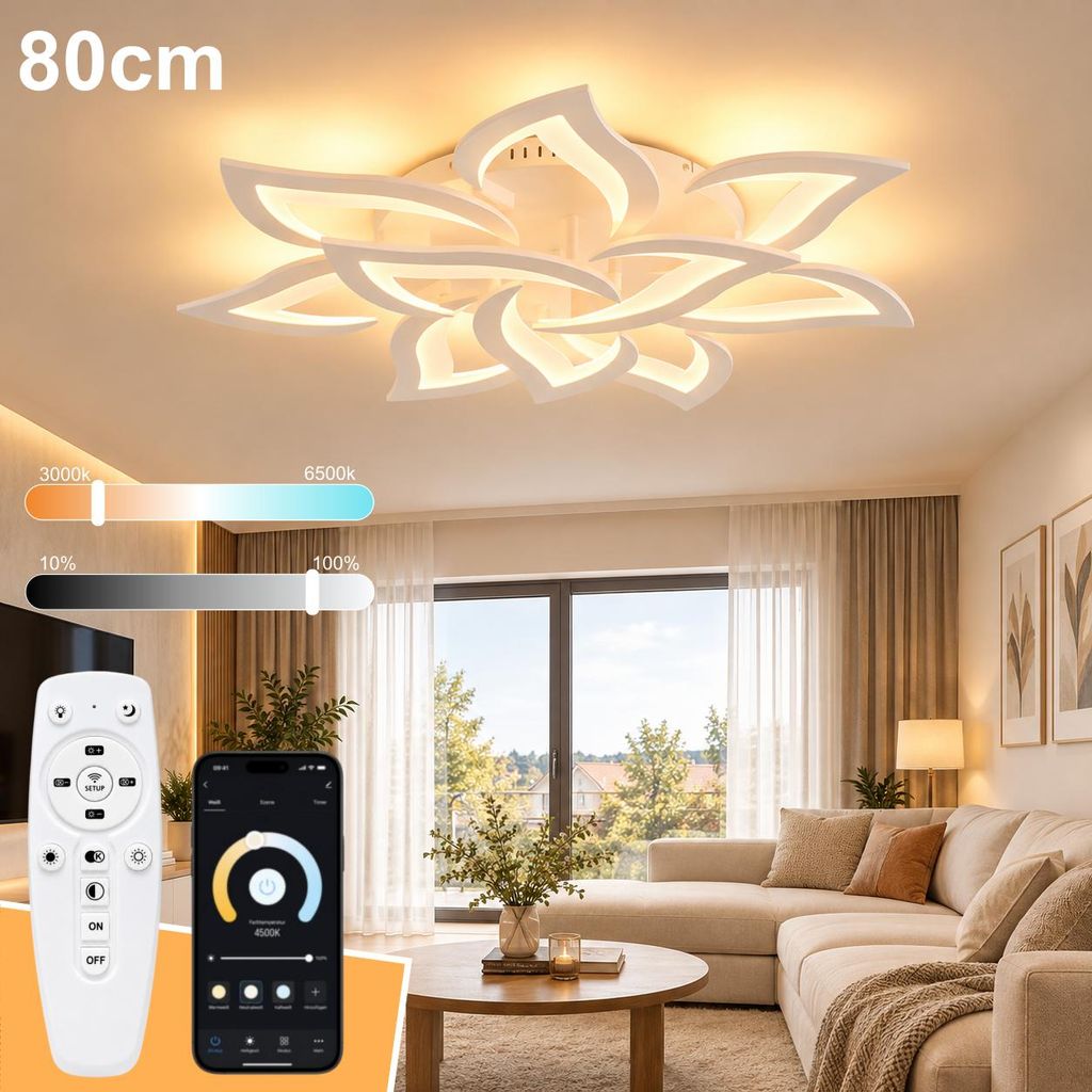80cm LED Deckenleuchte Dimmbar,Wohnzimmerlampe mit Produktbild 