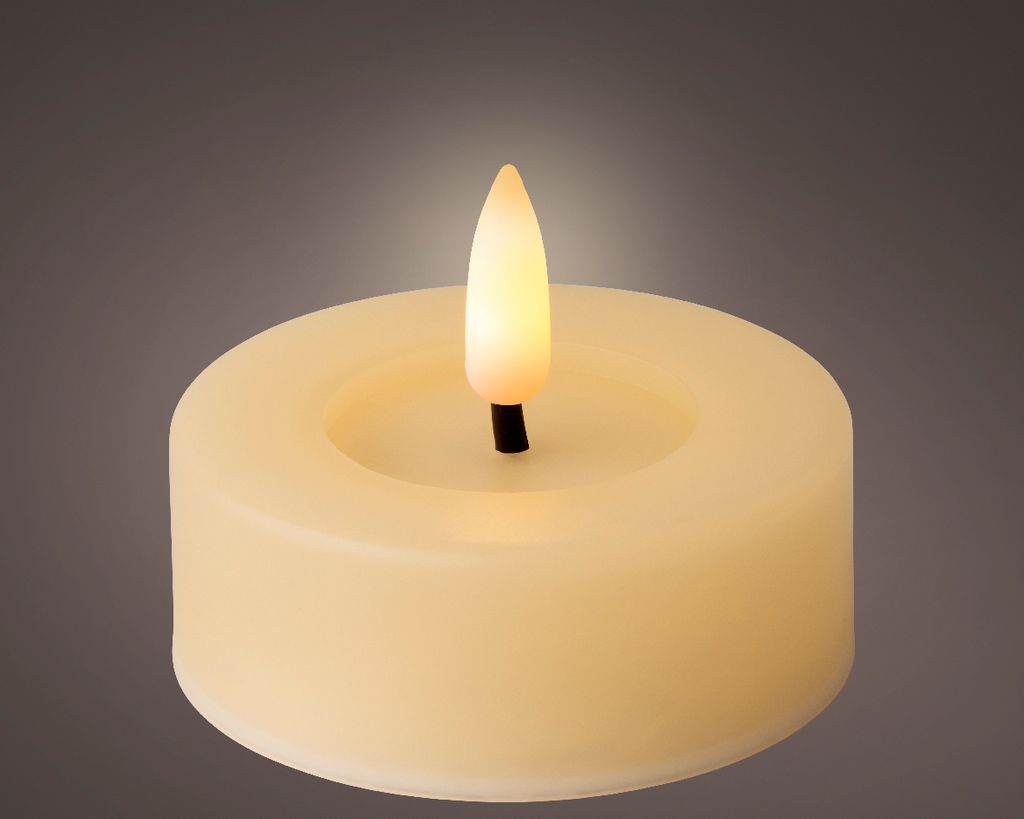 LED Teelichter mit Timer Outdoor 6,5x5cm Creme / Warmweiß 2 Stück