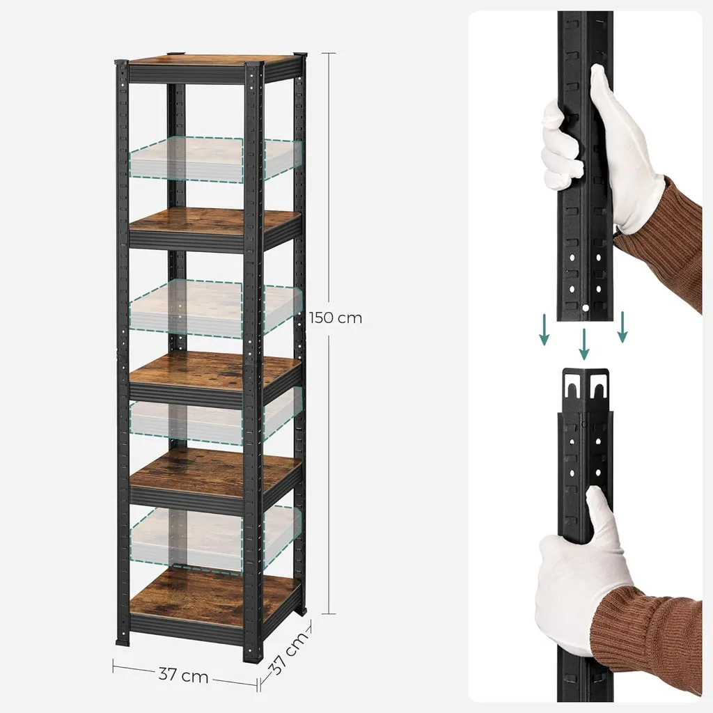 Bibliothèque colonne de rangement 5 étagères en métal robuste 150 cm noir