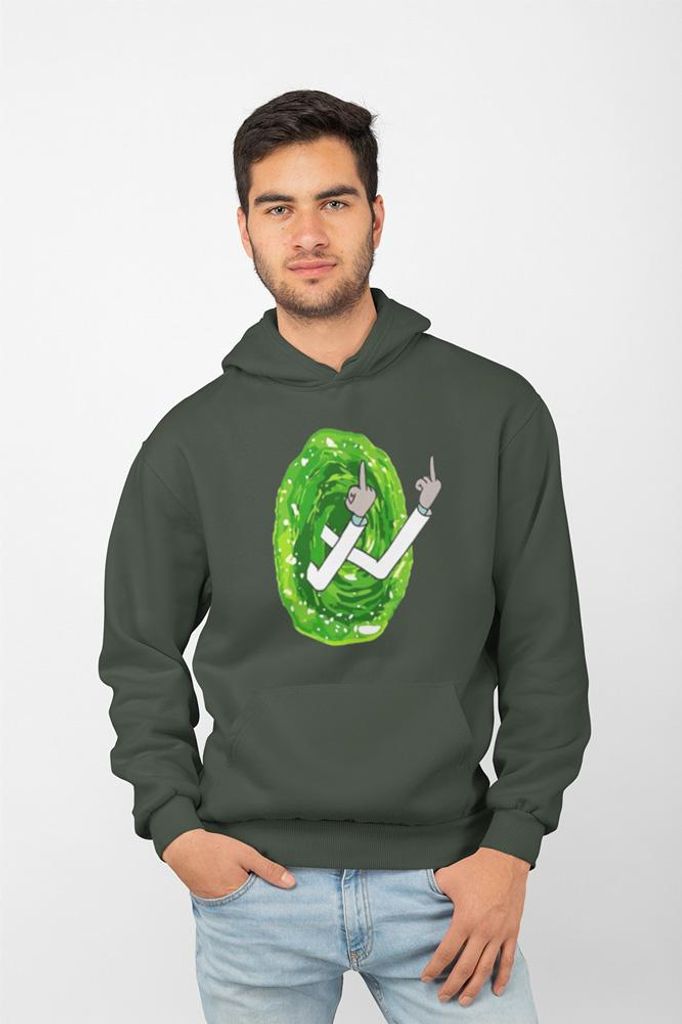 D&B Uni Hoodie MO00051 Rick And Morty Waldgrün-Größe L
