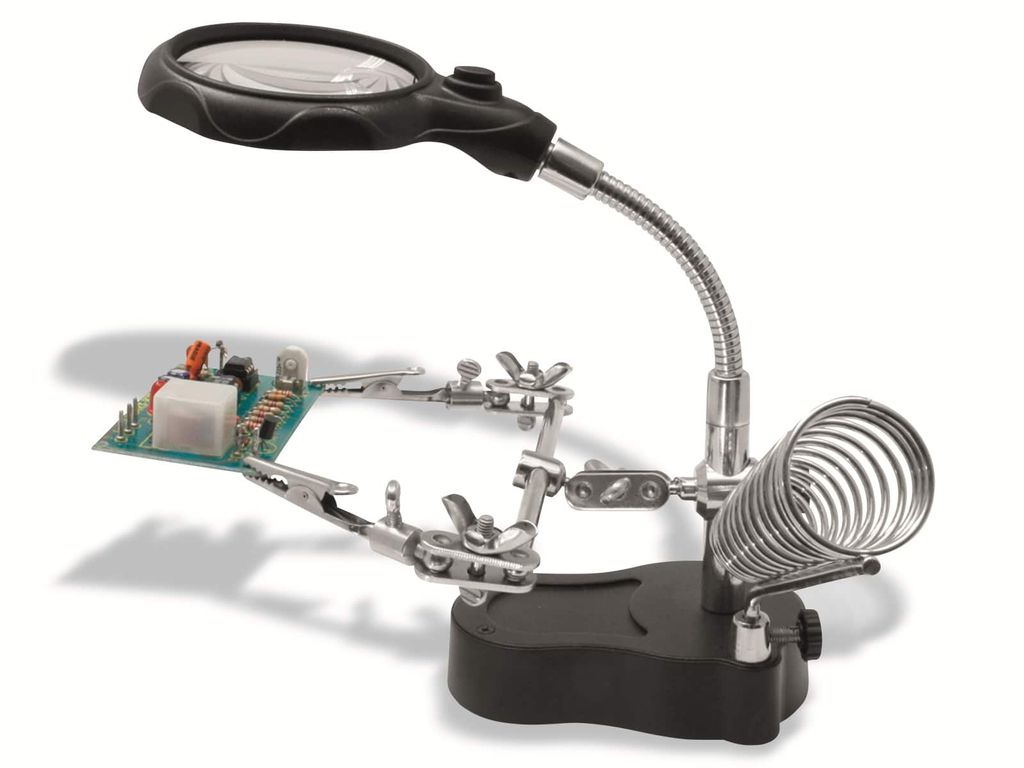 DONAU ELEKTRONIK Helfende Hand HH3, mit LED-Licht und Lupe Produktbild 