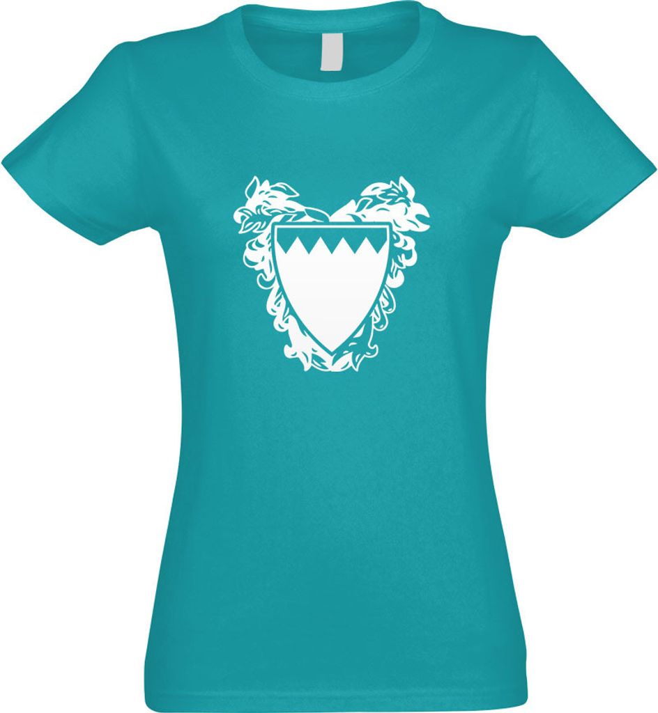 Kiwistar - T-Shirt tailliert - Damen - türkis - Bahrain Wappen - mit Motiv Bedruckt - Funshirt Design - Sport - Freizeit - Damen - L