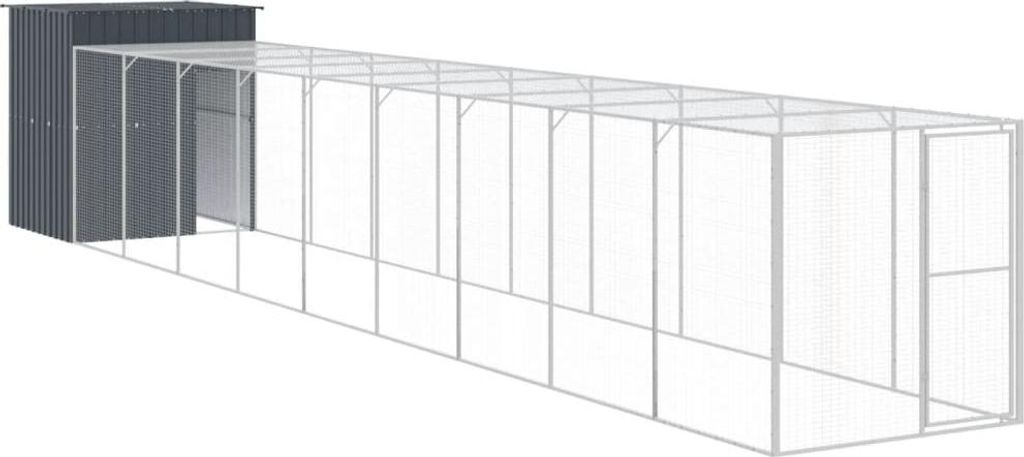 vidaXL Hühnerkäfig mit Auslauf Anthrazit 165x1067x181cm Stahl Verzinkt