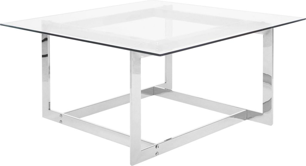 BELIANI Couchtisch Silber Transparent 80 x 80 cm Glasplatte Poliert Glänzende Metallgestell Quadratisch Modern